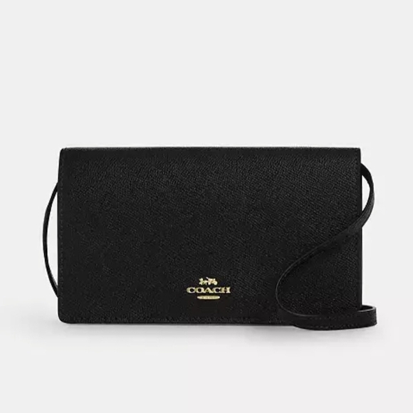 NWT Coach Women's Anna Foldover Clutch Crossbody Bag Gold/Black CX592 - Picture 3 of 5